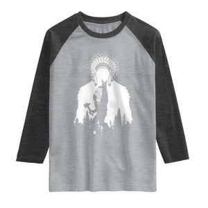 Bigfoot Native American Chief Raglan Shirt Hunting Spear Warrior Graphic