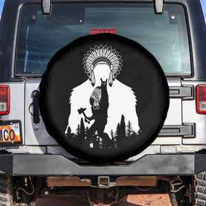 Bigfoot Native American Chief Spare Tire Cover Hunting Spear Warrior Graphic