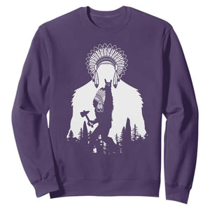 Bigfoot Native American Chief Sweatshirt Hunting Spear Warrior Graphic