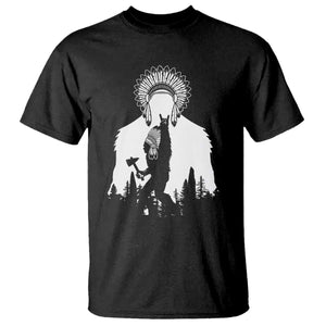 Bigfoot Native American Chief T Shirt Hunting Spear Warrior Graphic