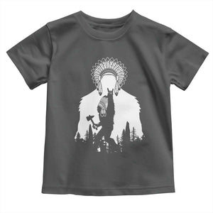Bigfoot Native American Chief Toddler T Shirt Hunting Spear Warrior Graphic
