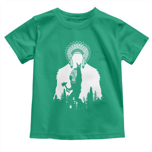 Bigfoot Native American Chief Toddler T Shirt Hunting Spear Warrior Graphic