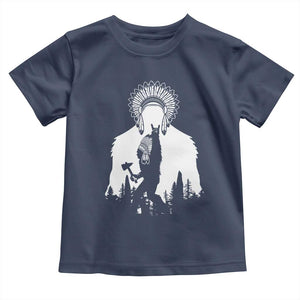 Bigfoot Native American Chief Toddler T Shirt Hunting Spear Warrior Graphic