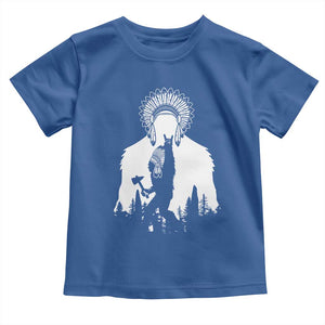 Bigfoot Native American Chief Toddler T Shirt Hunting Spear Warrior Graphic