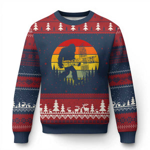 Vintage Pacific Northwest Bigfoot With Totem Pole Ugly Christmas Sweater