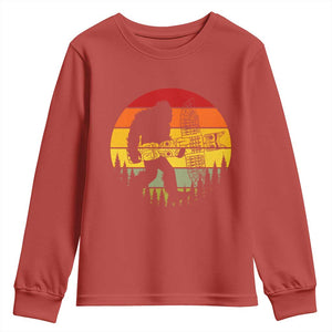 Vintage Pacific Northwest Bigfoot With Totem Pole Youth Sweatshirt