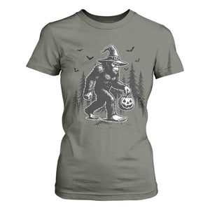 Funny Halloween Gift T Shirt For Women Bigfoot Witch Costume TS12 Military Green Print Your Wear