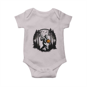 Funny Halloween Bigfoot With Jack O Lantern Baby Onesie TS12 Ice Gray Print Your Wear