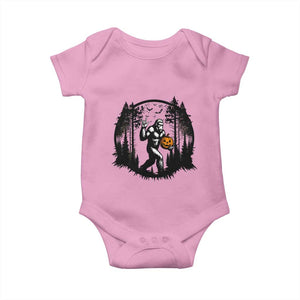 Funny Halloween Bigfoot With Jack O Lantern Baby Onesie TS12 Light Pink Print Your Wear