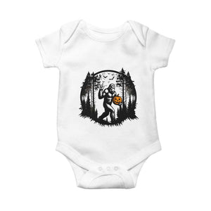 Funny Halloween Bigfoot With Jack O Lantern Baby Onesie TS12 White Print Your Wear