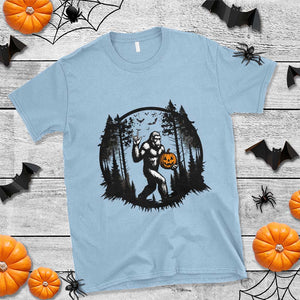 Funny Halloween Bigfoot With Jack O Lantern T Shirt TS12 Light Blue Print Your Wear
