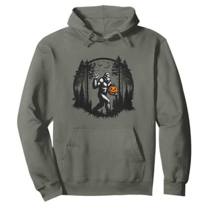 Funny Halloween Bigfoot With Jack O Lantern Hoodie TS12 Military Green Print Your Wear