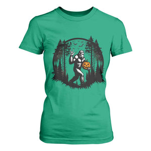 Funny Halloween Bigfoot With Jack O Lantern T Shirt For Women TS12 Irish Green Print Your Wear