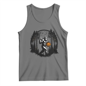 Funny Halloween Bigfoot With Jack O Lantern Tank Top TS12 Black Heather Print Your Wear