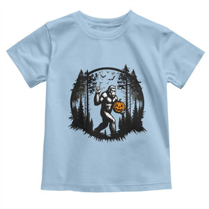 Funny Halloween Bigfoot With Jack O Lantern Toddler T Shirt TS12 Light Blue Print Your Wear