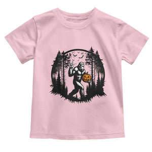 Funny Halloween Bigfoot With Jack O Lantern Toddler T Shirt TS12 Light Pink Print Your Wear