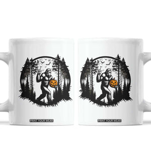 Funny Halloween Bigfoot With Jack O Lantern Coffee Mug TS12 White Print Your Wear