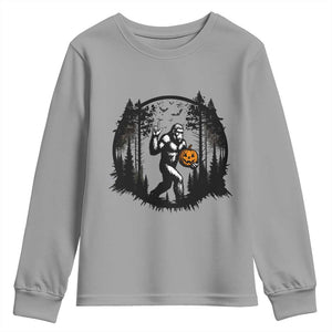 Funny Halloween Bigfoot With Jack O Lantern Youth Sweatshirt TS12 Sport Gray Print Your Wear