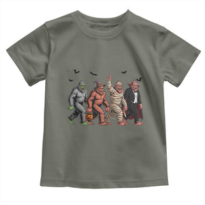 Funny Halloween Toddler T Shirt Bigfoot Monster Cosplay Characters TS12 Military Green Print Your Wear