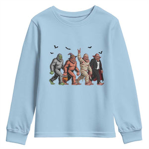 Funny Halloween Youth Sweatshirt Bigfoot Monster Cosplay Characters TS12 Light Blue Print Your Wear
