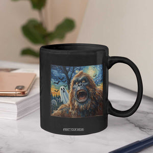 Funny Halloween Coffee Mug Bigfoot Selfie With Ghost Starry Night Art TS12 Print Your Wear