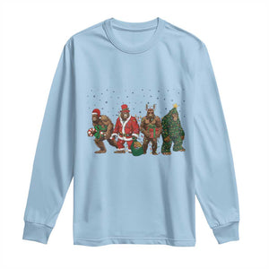 Bigfoot Christmas Cosplay Long Sleeve Shirt Funny Holiday Gift TS12 Light Blue Print Your Wear