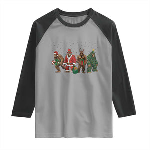 Bigfoot Christmas Cosplay Raglan Shirt Funny Holiday Gift TS12 Sport Gray Black Print Your Wear