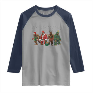 Bigfoot Christmas Cosplay Raglan Shirt Funny Holiday Gift TS12 Sport Gray Navy Print Your Wear