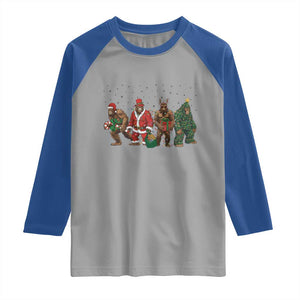 Bigfoot Christmas Cosplay Raglan Shirt Funny Holiday Gift TS12 Sport Gray Royal Print Your Wear