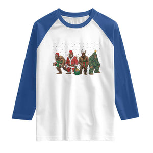 Bigfoot Christmas Cosplay Raglan Shirt Funny Holiday Gift TS12 White Royal Print Your Wear