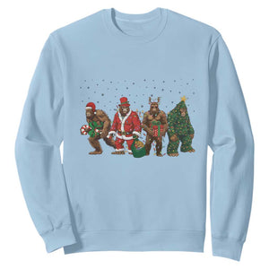 Bigfoot Christmas Cosplay Sweatshirt Funny Holiday Gift TS12 Light Blue Print Your Wear