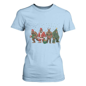 Bigfoot Christmas Cosplay T Shirt For Women Funny Holiday Gift TS12 Light Blue Print Your Wear