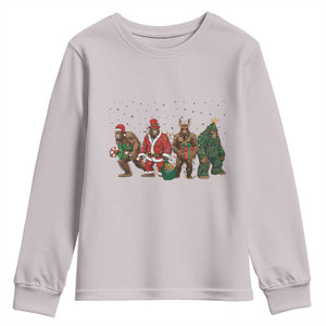 Bigfoot Christmas Cosplay Youth Sweatshirt Funny Holiday Gift TS12 Ice Gray Print Your Wear