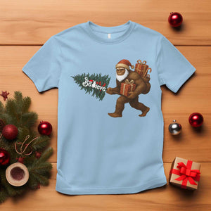 Believe Bigfoot Christmas T Shirt Sasquatch Holiday Gift TS12 Light Blue Print Your Wear
