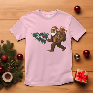 Believe Bigfoot Christmas T Shirt Sasquatch Holiday Gift TS12 Light Pink Print Your Wear