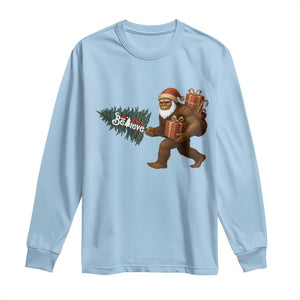 Believe Bigfoot Christmas Long Sleeve Shirt Sasquatch Holiday Gift TS12 Light Blue Print Your Wear