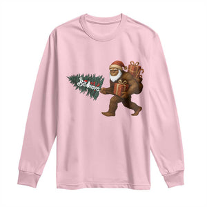 Believe Bigfoot Christmas Long Sleeve Shirt Sasquatch Holiday Gift TS12 Light Pink Print Your Wear