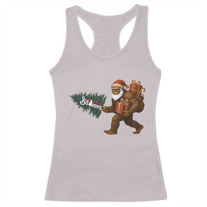 Believe Bigfoot Christmas Racerback Tank Top Sasquatch Holiday Gift TS12 Ice Gray Print Your Wear