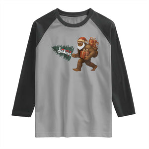 Believe Bigfoot Christmas Raglan Shirt Sasquatch Holiday Gift TS12 Sport Gray Black Print Your Wear