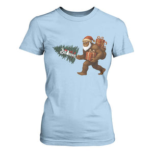 Believe Bigfoot Christmas T Shirt For Women Sasquatch Holiday Gift TS12 Light Blue Print Your Wear