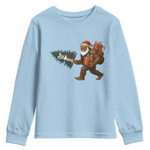 Believe Bigfoot Christmas Youth Sweatshirt Sasquatch Holiday Gift TS12 Light Blue Print Your Wear