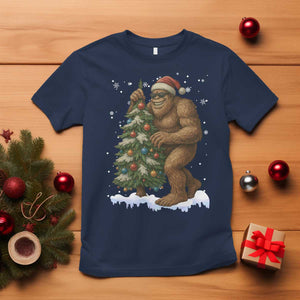 Funny Christmas T Shirt Bigfoot Decorating Xmas Tree Gift TS12 Navy Print Your Wear