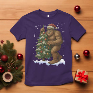 Funny Christmas T Shirt Bigfoot Decorating Xmas Tree Gift TS12 Purple Print Your Wear