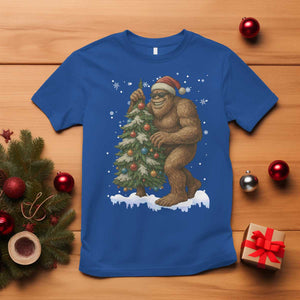 Funny Christmas T Shirt Bigfoot Decorating Xmas Tree Gift TS12 Royal Blue Print Your Wear