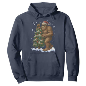 Funny Christmas Hoodie Bigfoot Decorating Xmas Tree Gift TS12 Navy Print Your Wear