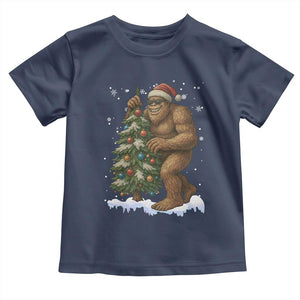 Funny Christmas Toddler T Shirt Bigfoot Decorating Xmas Tree Gift TS12 Navy Print Your Wear