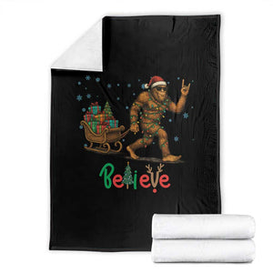 Bigfoot Christmas Throw Blanket Believe Funny Holiday Gift TS12 Black Print Your Wear