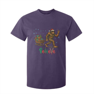 Bigfoot Christmas T Shirt For Kid Believe Funny Holiday Gift TS12 Purple Print Your Wear