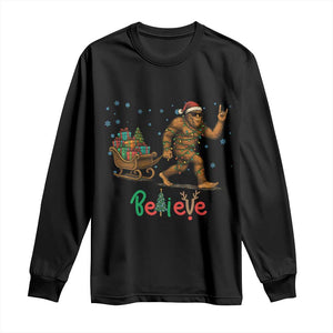 Bigfoot Christmas Long Sleeve Shirt Believe Funny Holiday Gift TS12 Black Print Your Wear