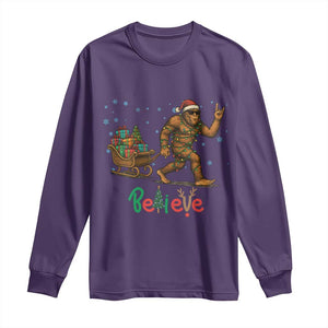 Bigfoot Christmas Long Sleeve Shirt Believe Funny Holiday Gift TS12 Purple Print Your Wear